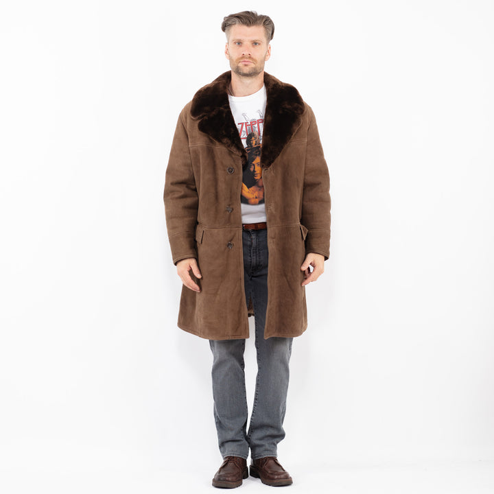 Vintage 70's Men Sheepskin Coat in BrownZ2122