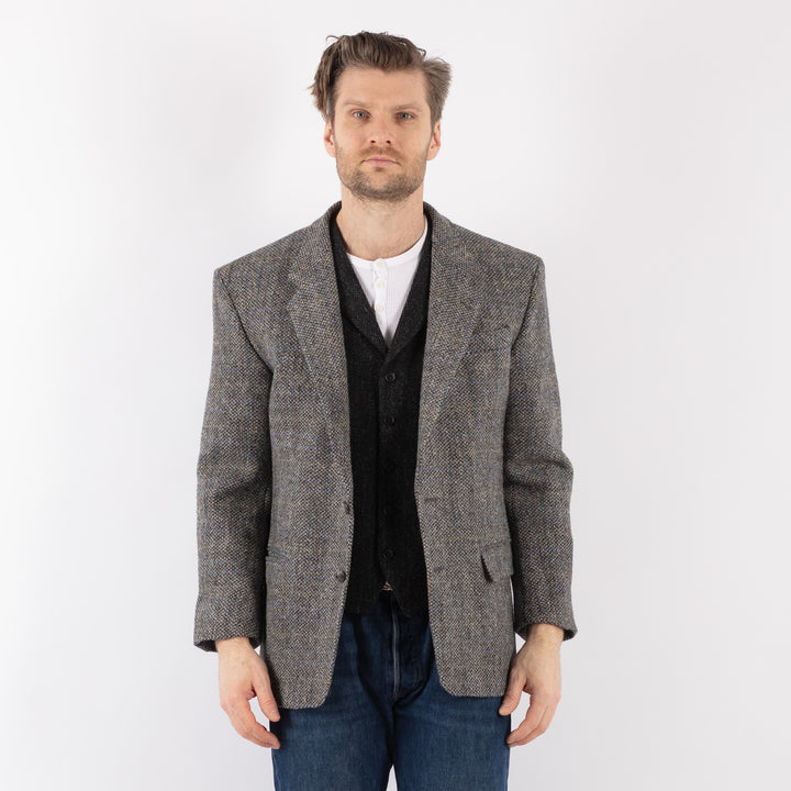 Vintage 70's Men Harris Tweed Jacket in GrayZ1206