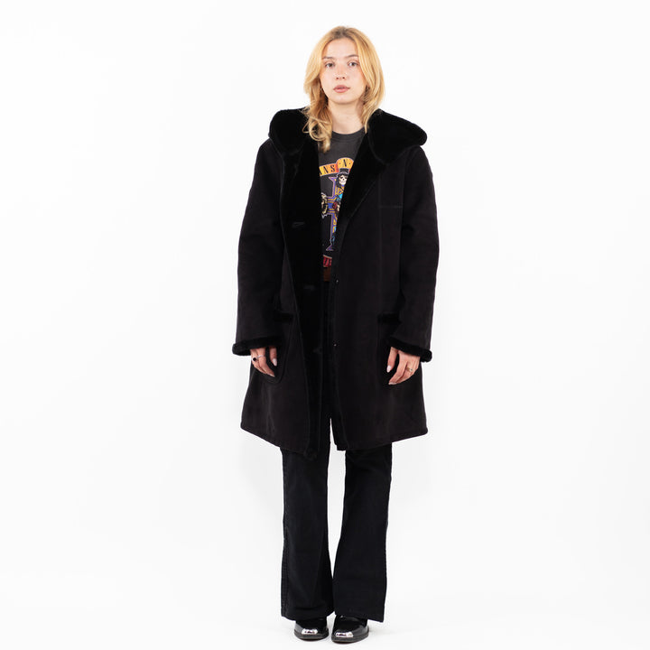 Vintage 00's Women Faux Sheepskin in BlackA0226