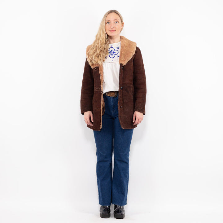 Vintage 70's Women Sheepskin Coat in BrownA1062