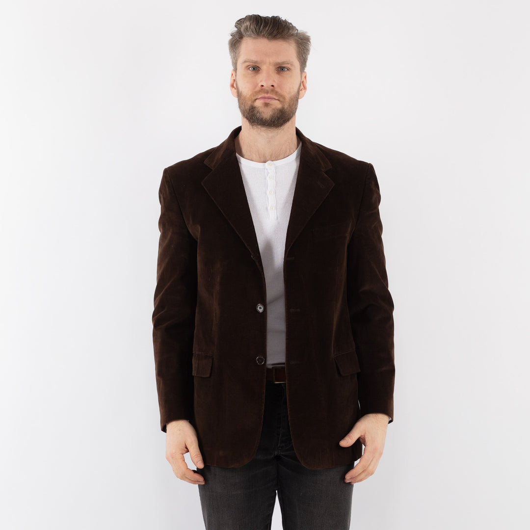 Vintage 70's Men Corduroy Blazer Jacket in BrownZ991