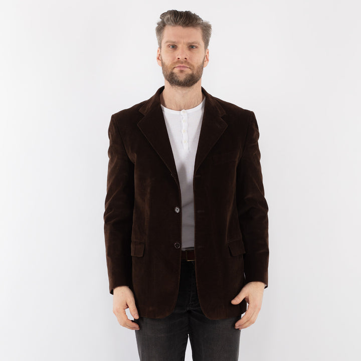 Vintage 70's Men Corduroy Blazer Jacket in BrownZ991