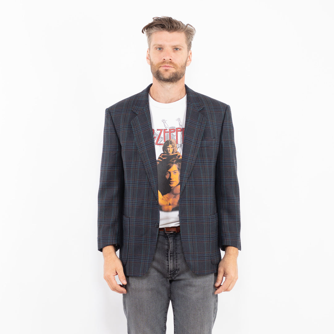 Vintage 90's Men Wool Blend Blazer Jacket in BlueZ2346