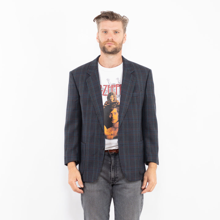 Vintage 90's Men Wool Blend Blazer Jacket in BlueZ2346
