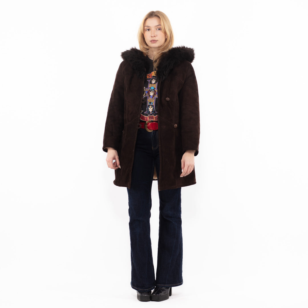 Vintage 70's Women Sheepskin Coat in BrownA1162