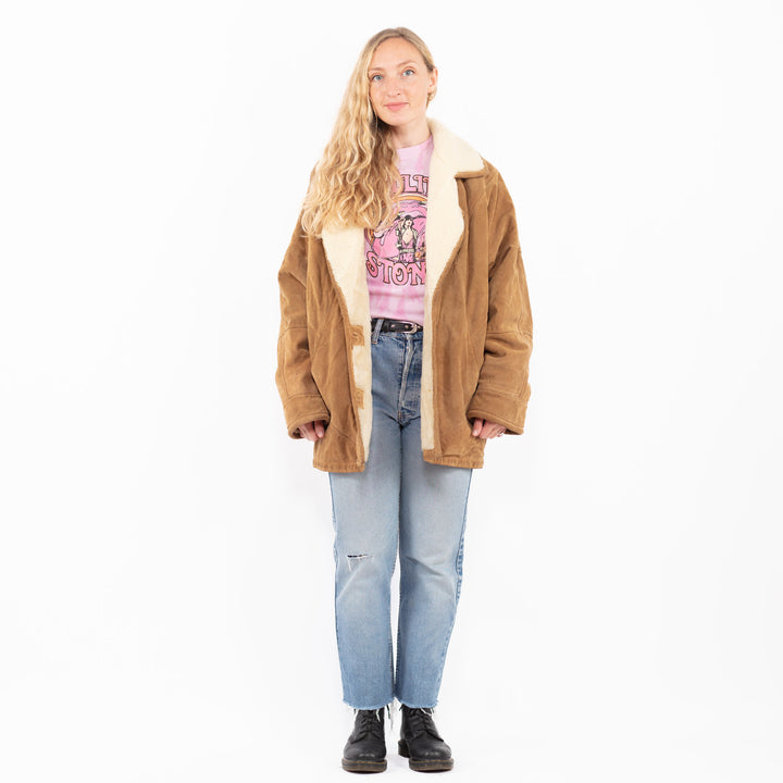Vintage 90's Women Suede Sherpa in BrownA0582