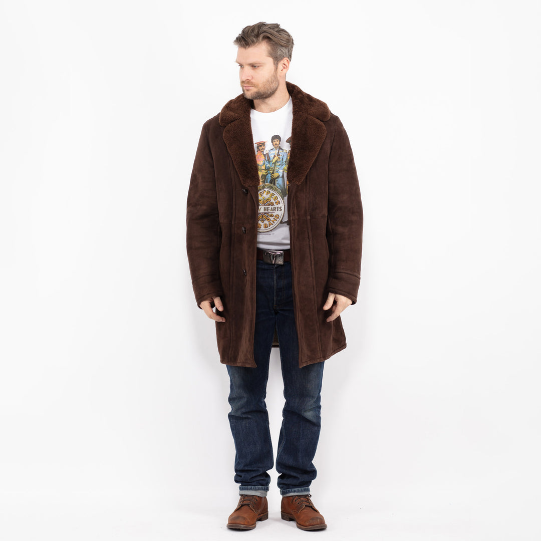 Vintage 70's Men Sheepskin Coat in BrownZ2730