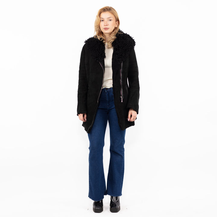 Vintage 00's Penny Lane Sheepskin Coat in Black