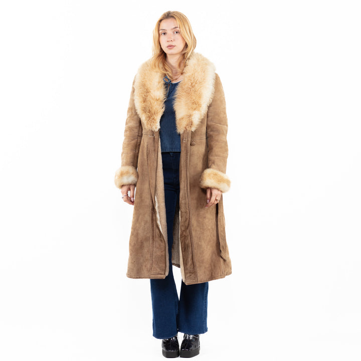 Vintage 70's Women Sheepskin Coat in BeigeA0122