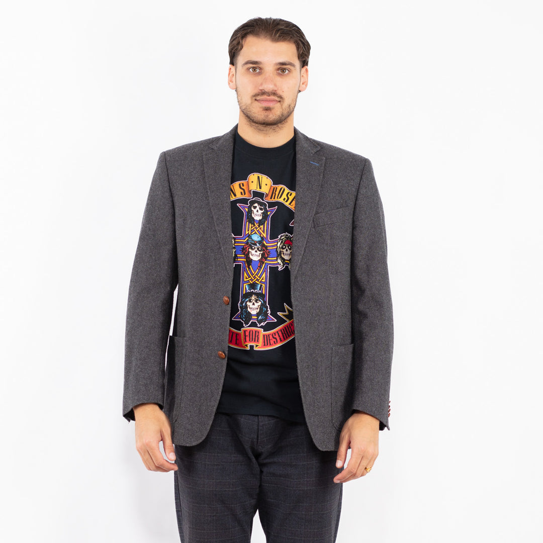 Vintage 00's Men Wool Blazer Jacket in GrayZ2438