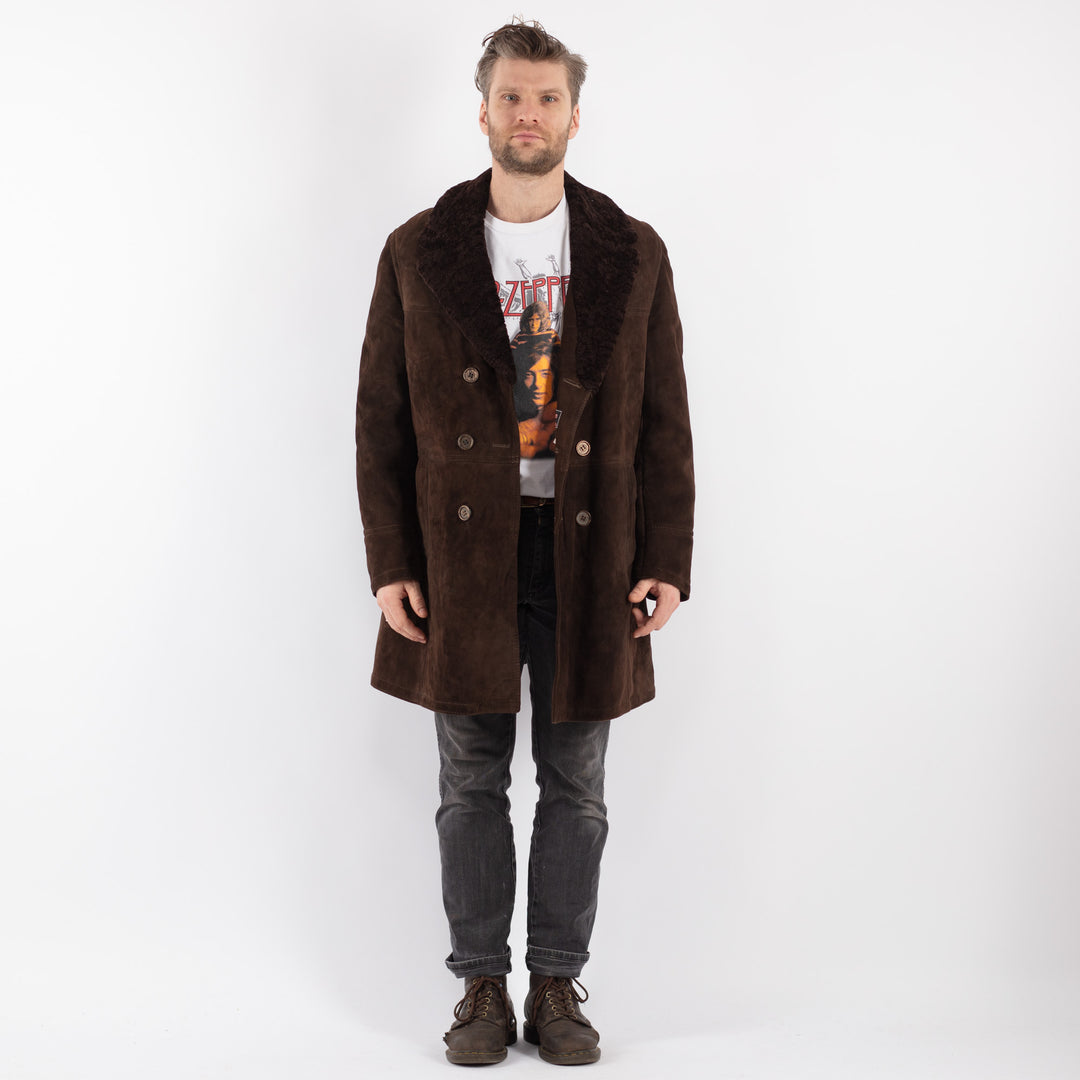 Vintage 70's Men Sheepskin Coat in BrownZ555