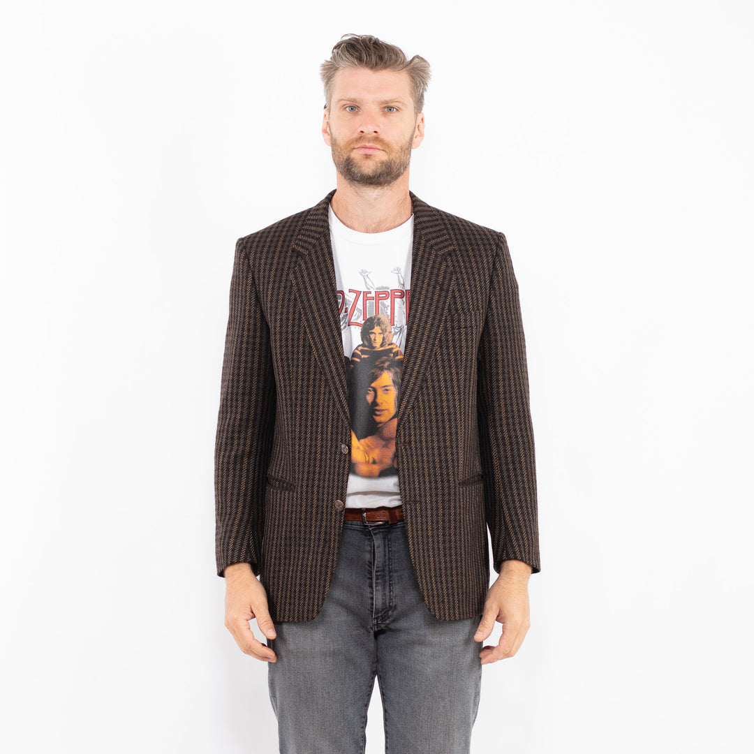 Vintage 70's Men Wool Blazer Jacket in BrownZ2347