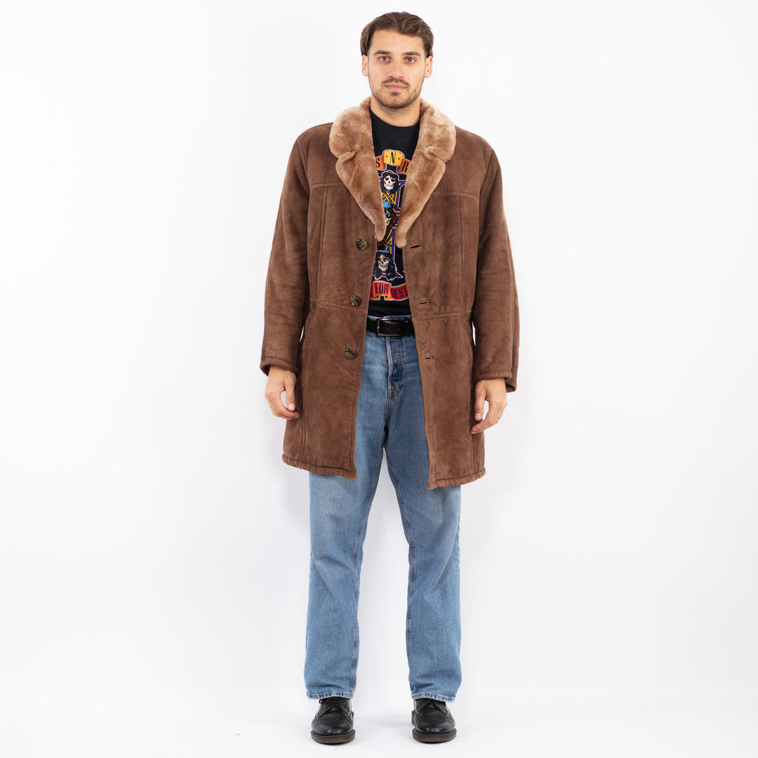Vintage 70's Men Sheepskin Coat in Brown