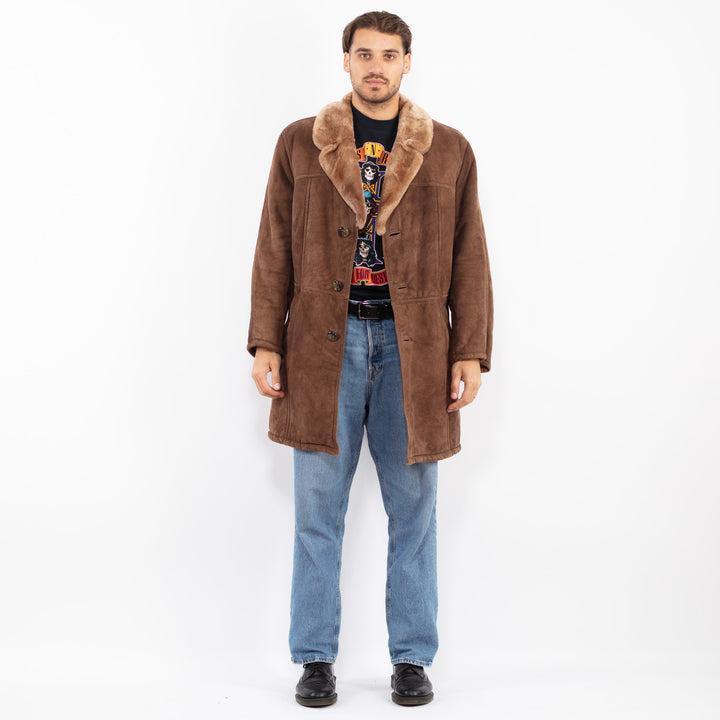 Vintage 70's Men Sheepskin Coat in Brown