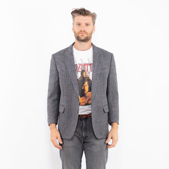 Vintage 70's Men Wool Blazer Jacket in BlueZ2348