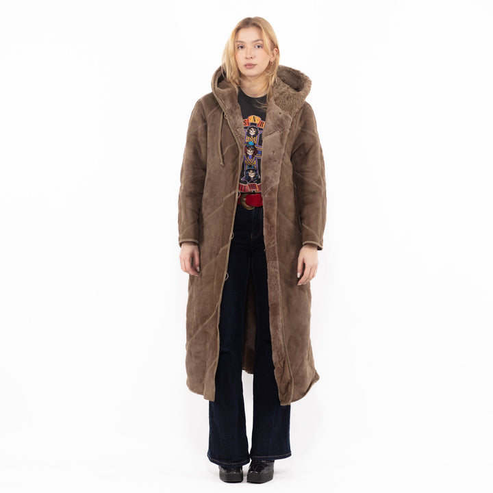 Vintage 90's Women Sheepskin Coat in BrownA1164