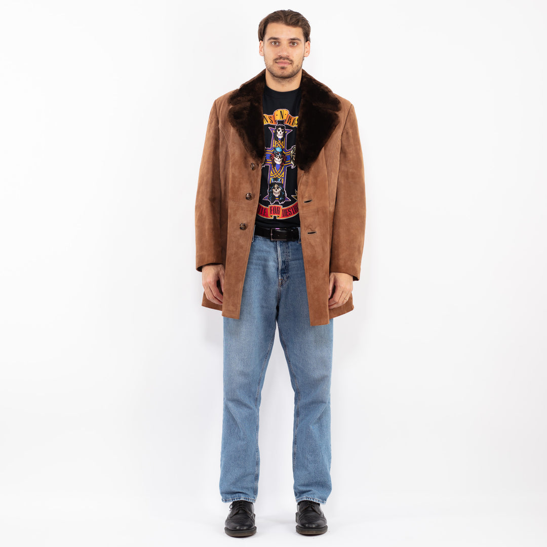 Vintage 70's Men Suede Sherpa Coat in Brown