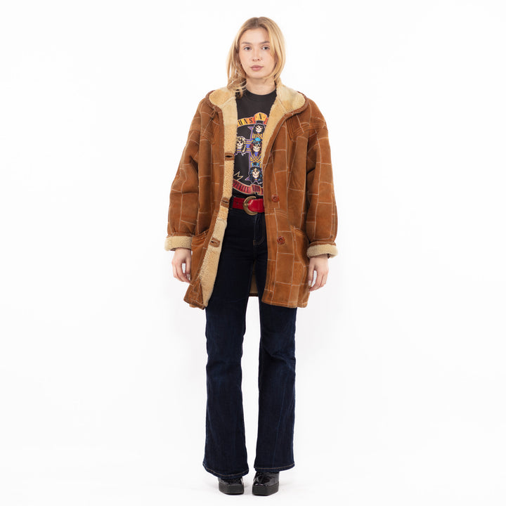 Vintage 90's Women Sheepskin Coat in BrownA1165