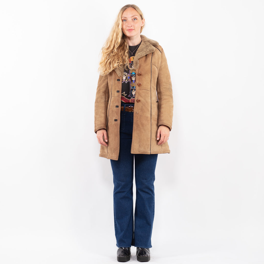 Vintage 70's Women Sheepskin Coat in BeigeA0436
