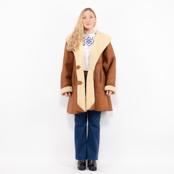 Vintage 80's Women Sheepskin Coat in BrownA1066