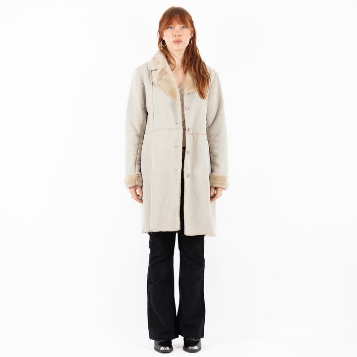 Vintage 00's Women Faux Sheepskin Coat in BeigeV9831