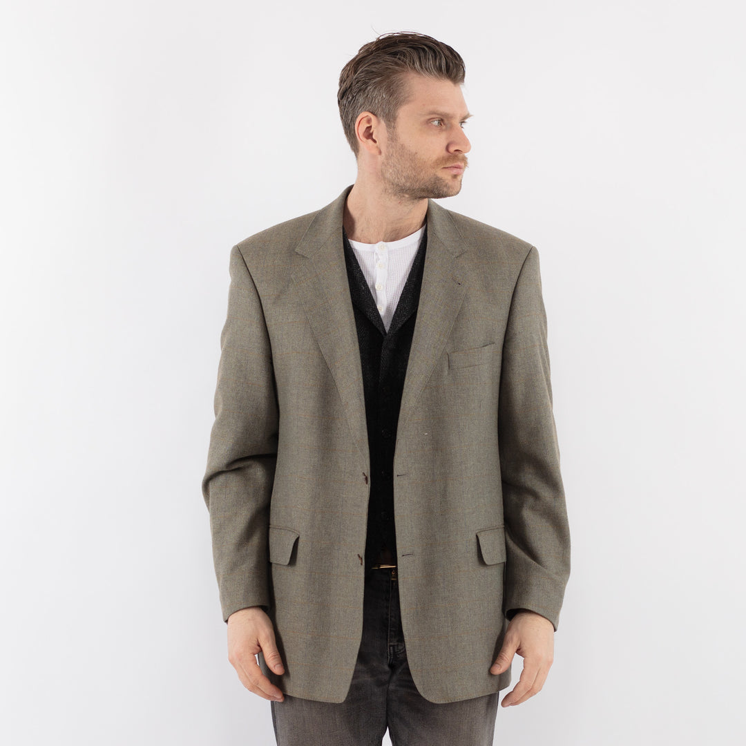 Vintage 90's Men Wool Blazer Jacket in BeigeZ1062