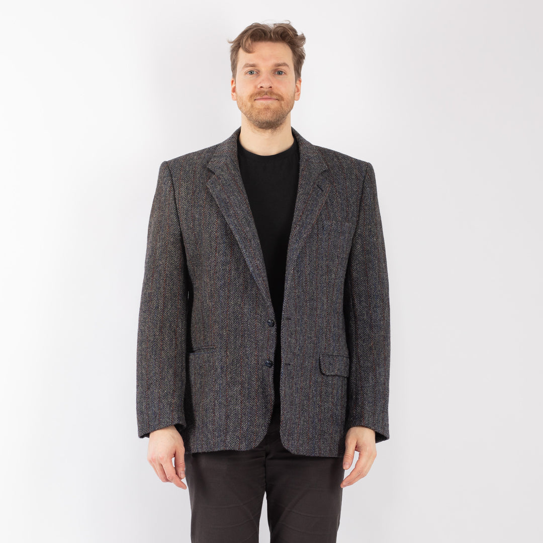 Vintage 70's Men Harris Tweed Jacket in Gray