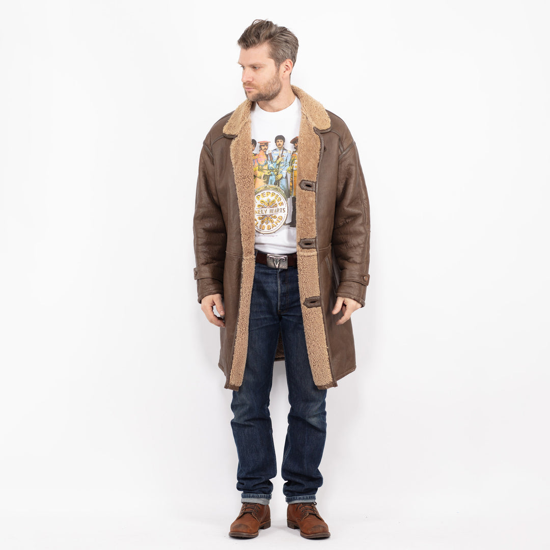 Vintage 70's Men Sheepskin Coat in BrownZ2734