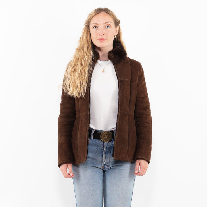 Vintage 70's Women Sheepskin Jacket in BrownA0337