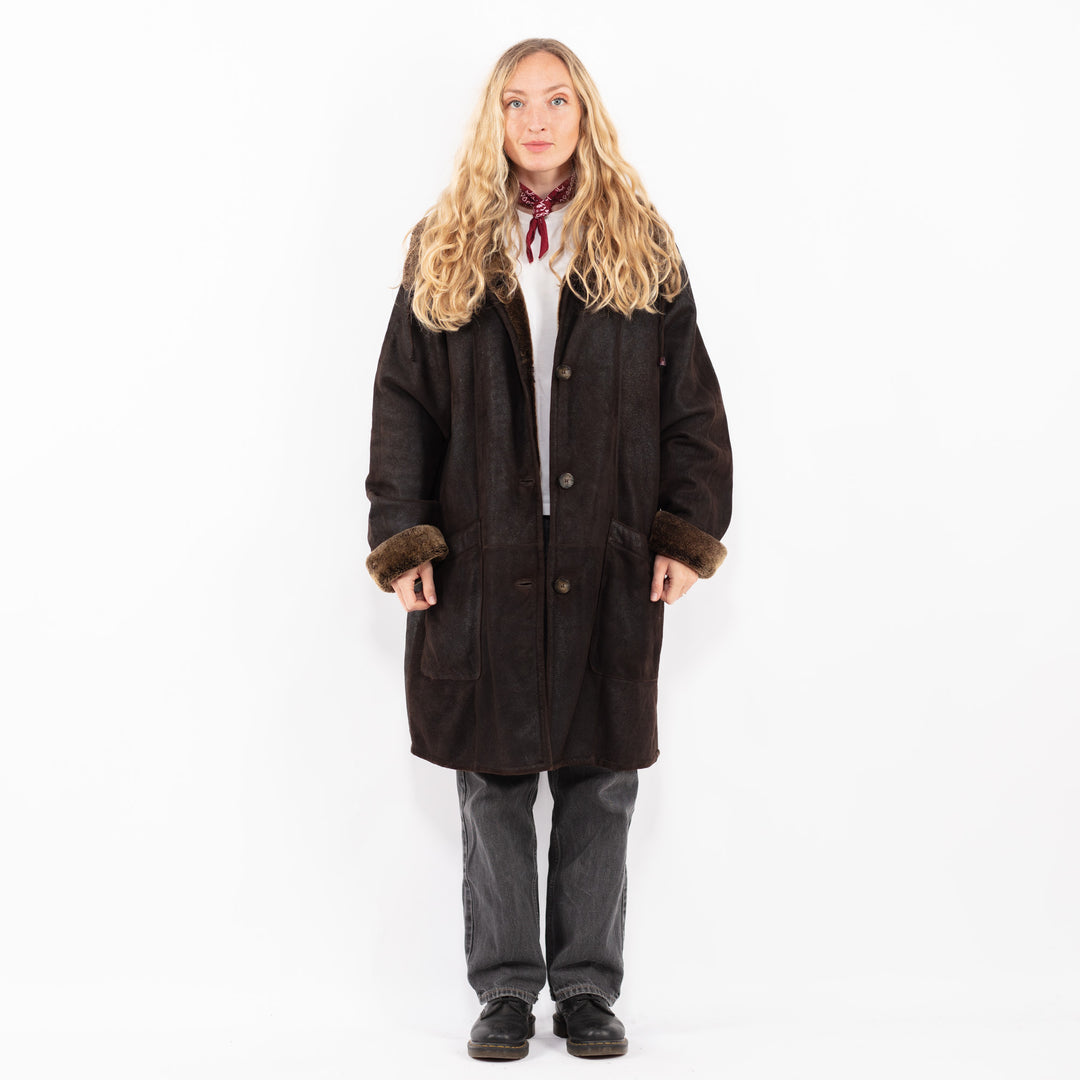 Vintage 90's Women Sheepskin Coat in BrownA0683