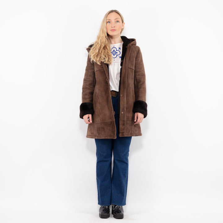 Vintage 90's Women Sheepskin Coat in BrownA1069