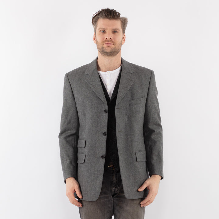 Vintage 90's Men Wool Blazer Jacket in GrayZ1065