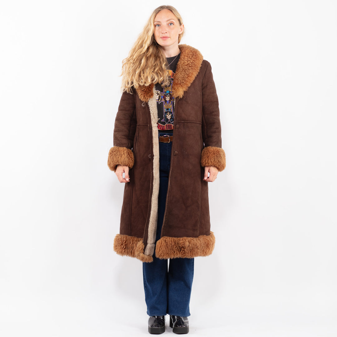 Vintage 70's Women Sheepskin Coat in BrownA0440