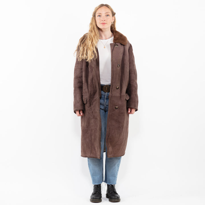 Vintage 70's Women Sheepskin Coat in BrownA0339