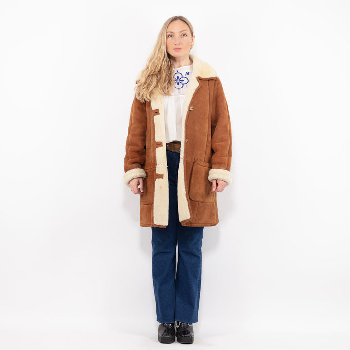 Vintage 90's Women Sheepskin Coat in BrownA1070