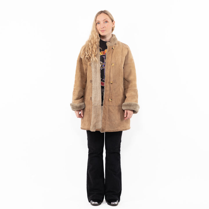 Vintage 70's Women Sheepskin Coat in BeigeA0966
