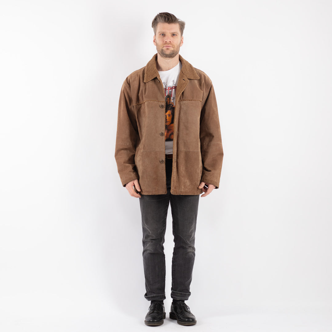 Vintage Men Suede Jacket in Beige