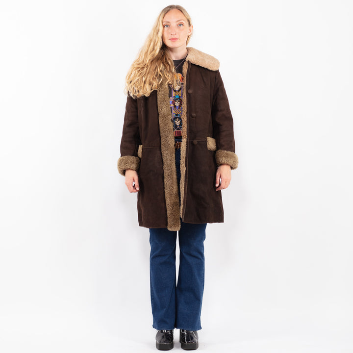 Vintage 70's Women Sheepskin Coat in BrownA0442