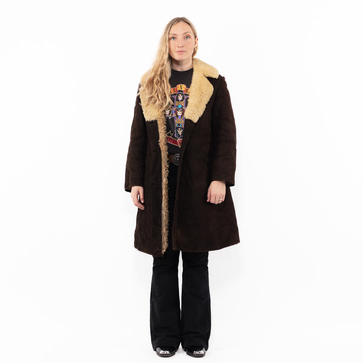 Vintage 70's Women Sheepskin Coat in Brown