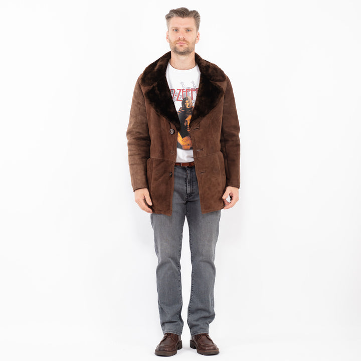 Vintage 70's Men Sheepskin Coat in BrownZ2133