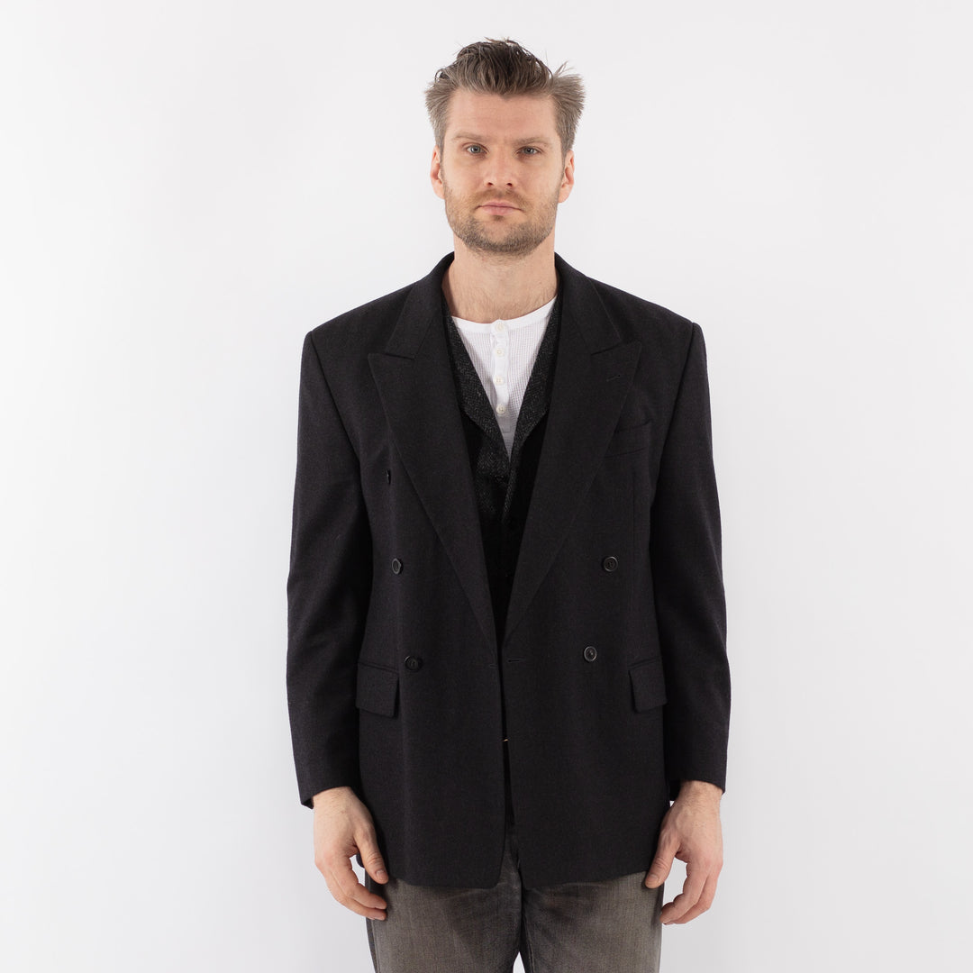 Vintage 90's Men Wool Blend Blazer Jacket in GrayZ1068