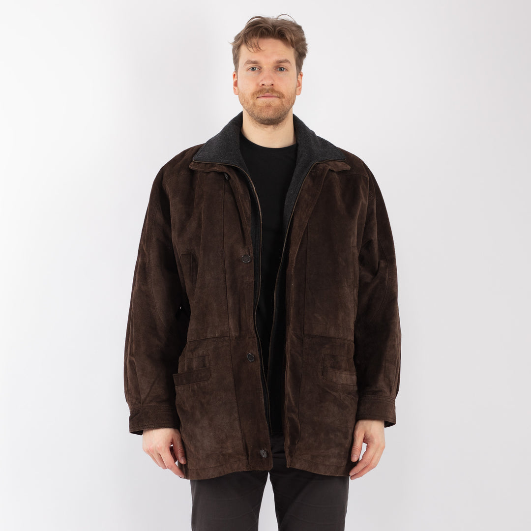 Vintage 90's Men Suede Jacket in BrownZ1339