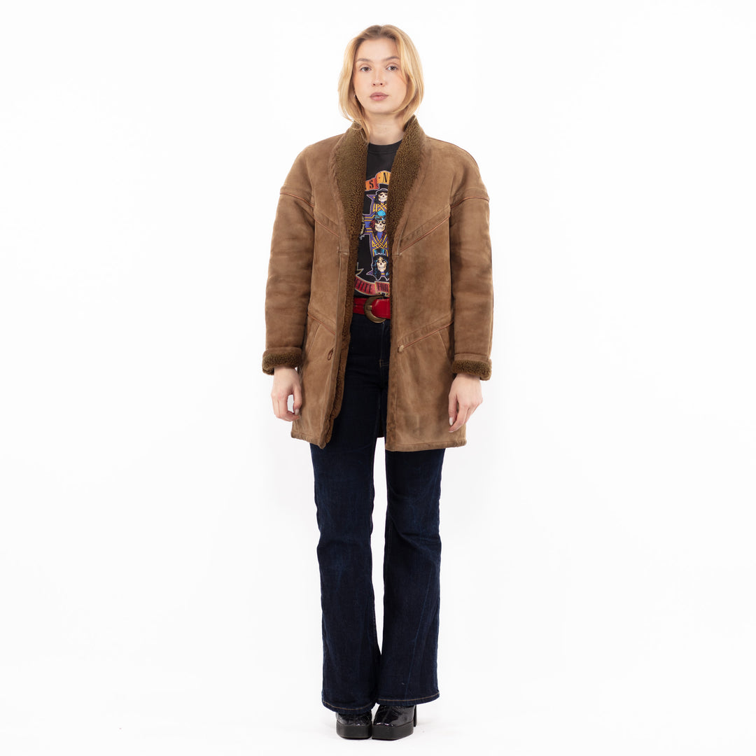 Vintage Women Sheepskin Coat in BrownA1173