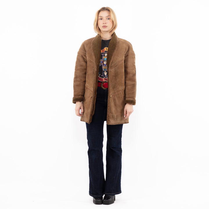 Vintage Women Sheepskin Coat in BrownA1173