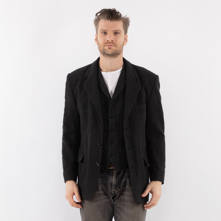 Vintage 00's Men Wool Blend Blazer Jacket in GrayZ1069