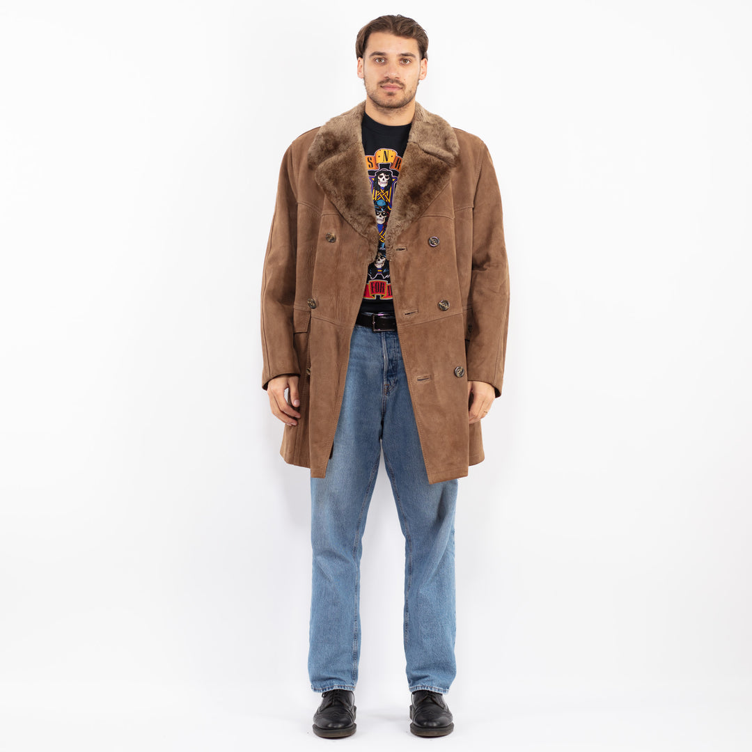 Vintage 70's Men Western Suede Coat in Brown