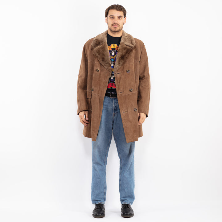 Vintage 70's Men Western Suede Coat in Brown