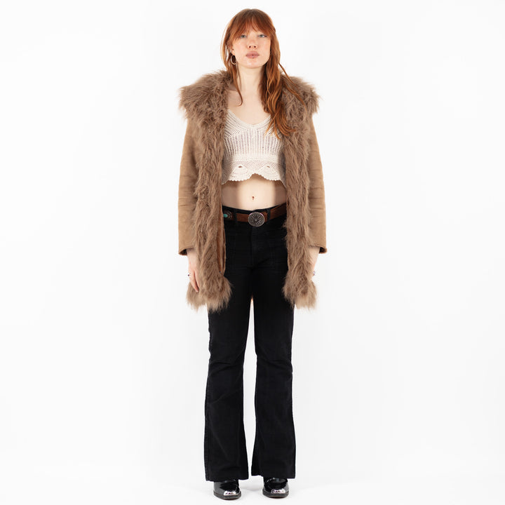 Vintage 00's Women Faux Sheepskin Coat in BeigeV9839