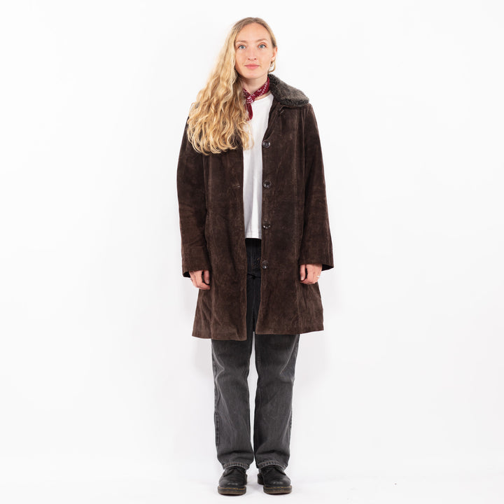 Vintage 90's Women Suede Sherpa in BrownA0690