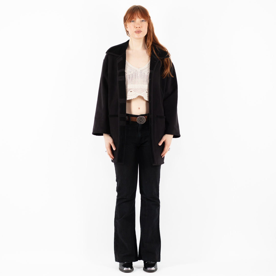 Vintage 00's Women Faux Sheepskin Coat in BlackV9840